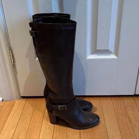 Fabianelli Italian Crafted Leather Knee High Heeled Boots Size 38 - Picture 1 of 11